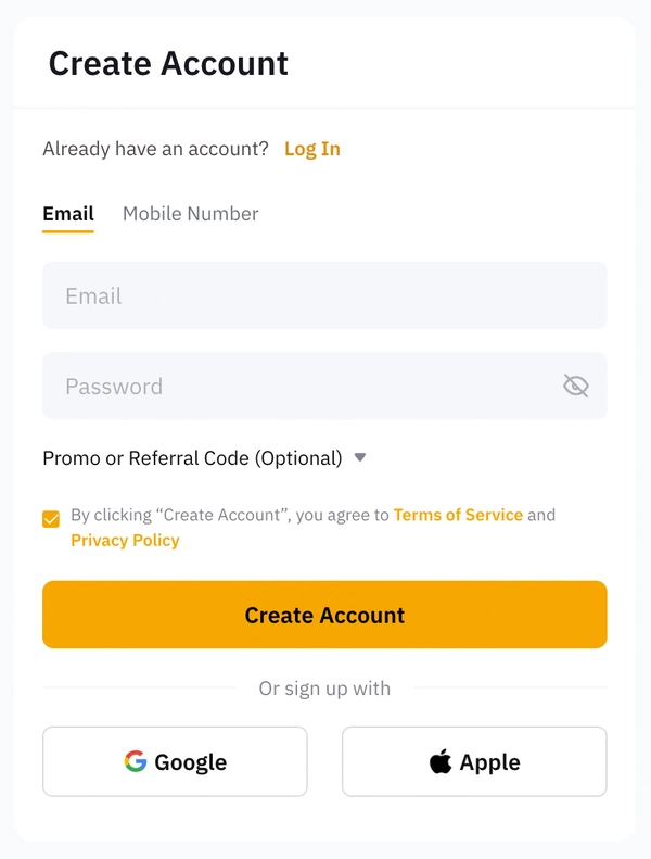 Bybit Create Account Page