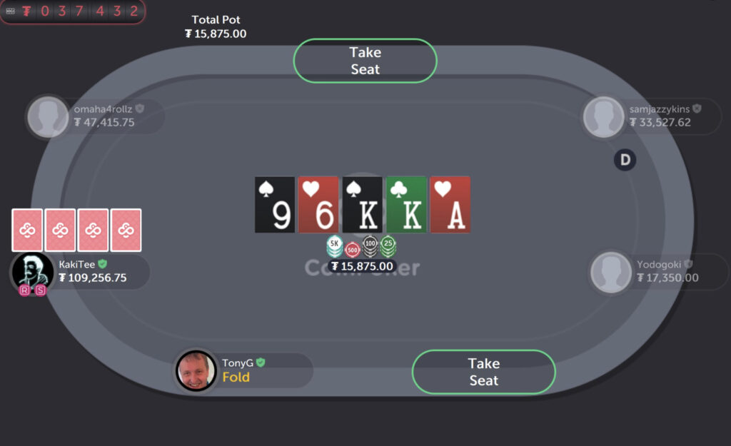 CoinPoker Omaha table with 6-max high-stakes game