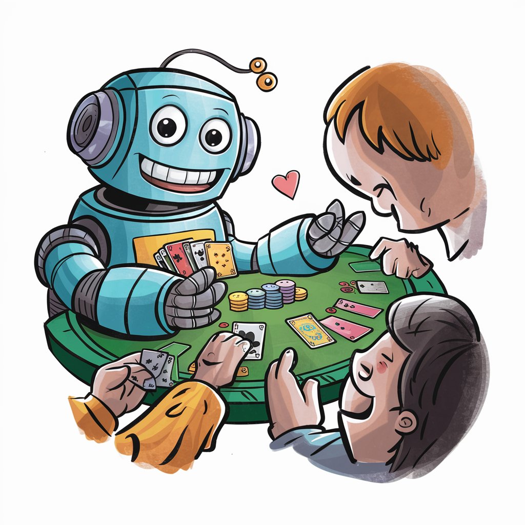 Robot assisting human players at a poker table